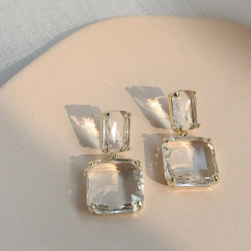 Transparent  Square  Earrings